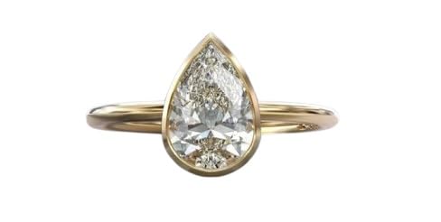 2.5 Ct Pear Cut Engagement Ring, bezel setting pear shaped ring, 14K solid Gold plated Ring, Pear Cut yellow gold plated Teardrop solitaire ring,bezel daimond setting.