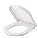 HIMIMI - Tapa de WC, Asiento para Inodoro en Forma de D, Bisagras Ajustables, Cierre Suave Lento, Desmontaje rápido, Fácil de Limpiar, Blanco, 450 x 361 x 53 mm