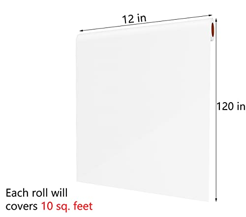 Decotalk Matte White Wallpaper Thick Self Adhesive Wallpaper Stick and Peel White Shelf Liners Decorative Solid Color Removable 12 x 120 inch for Drawers Cabinets Closet Living Room Nursery Waterproof