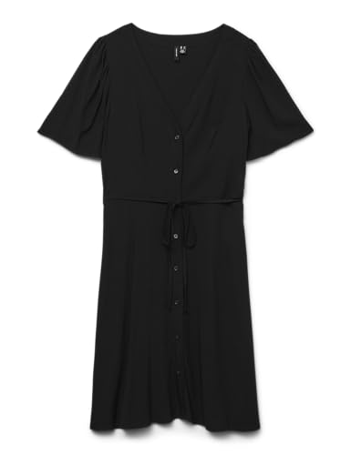 VERO MODA Damen Viskose Mini-Kleid Kurzarmkleid VMAlba 10292845 Black L