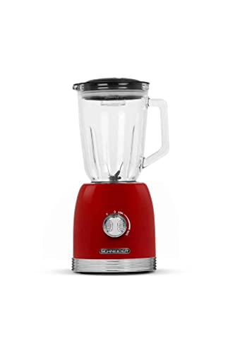 SCHNEIDER Blender 800 Watt, blender with 6-blade special knife, 1.5 L glass container, pulse function and non-slip feet, high-performance mixer 20,000 revolutions per minute, red - Image 4