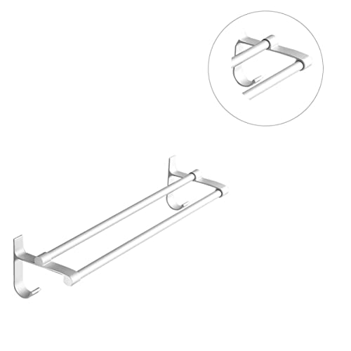 Double porte-serviettes acier inoxydable rangement mural gain de place
