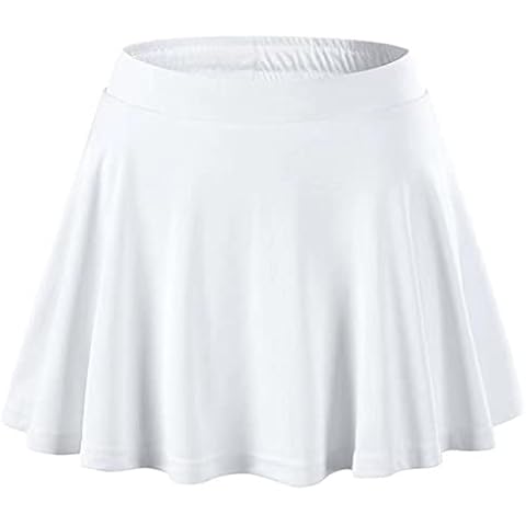 Nyeemya Girls' Tennis Skirt Sports Golf Skort Kids Athletic Running Casual School Workout Skirt with Shorts White 10-11 Years Cover
