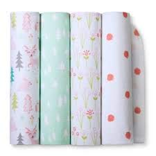 Flannel Baby Blankets Two by Two 4pk - Cloud Island™ Gray (Pink)