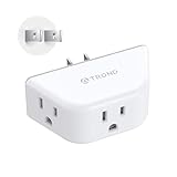 TROND 2 Prong to 3 Prong Outlet Adapter, 3-Way Angled Plug Extender with 3 AC Sockets, Wall Splitter for Non-Grounded Outlets in Old House, Cruise Essentials, White