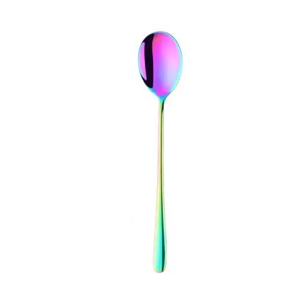 Cuillère à café Cuillères à dessert Lot de 10 cuillères à dessert coréennes colorées en acier inoxydable, cuillère à café dorée et argentée avec long manche, cuillère à thé for mélanger la crème glacé