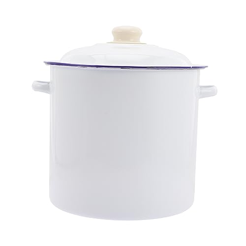 NAMOARLY Enamel Bucket White Enamel Tubs for Outdoor Waste Water Kitchen Rice Holder Lab Home Use