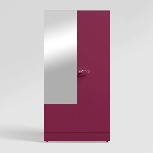 Image of Interio by Godrej Auraline Men Basic 2-Door Steel Almirah (Textured Berry) (1-Year Warranty, 4 Shelves, 1 Drawer)