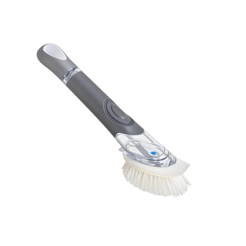 Image of CELOX Soap Dispensing Dish Scrub Brush, Dish Wand for Kitchen, Gray
