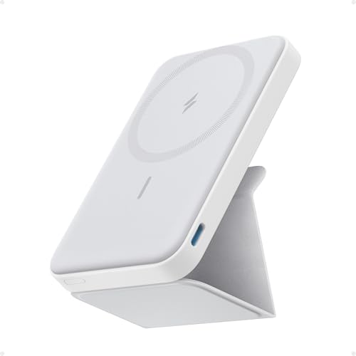 Anker 622 Bateria Magnética (MagGo) 5.000mAh, Carregador Portátil Sem Fio Magnético Dobrável com Suporte e Porta USB-C (na lateral), Compatível com iPhone 17/16/15/14/13/12 Series