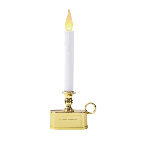 Image of Window Candles 2AA Battery Operated with Timer 8 Hours On and 16 Hours Off Led Warm White with Flicker Flame (Gold Base) Battery Not Included