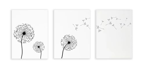 Peinture sur toile en noir et blanc de pissenlit pour revitaliser un mur blanc vide