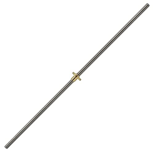 Lysee 3D Printer Parts & Accessories - 500mm T8 Lead Screw and Brass Nut (Acme Thread, 2mm Pitch, 4 Starts, 8mm Lead) for 3D Printer Z Axis - (Color: Silver)