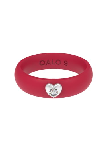 QALO Men & Women's Rubber Silicone Ring, FR Classic White Cubic Zirconia in Silver Gemstone Silicone Rubber Wedding Band, Breathable, Durable Engagement Silicone Ring, 9mm wide, 2mm thick, Multi Colors & Sizes2