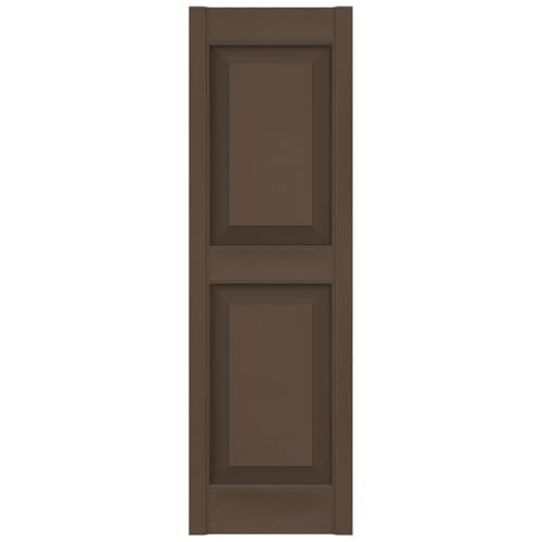 14.75 in. W x 59 in. H Builders Edge, Standard Two Equal Panels, Raised Panel Shutters, Includes Matching Installation Spikes (Per Pair), 385 - French Roast