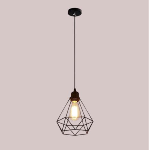 Image of GreyWings Metal Diamond Cadge Hanging Light Pendant Lamp Black, (Bulb not Included) Small Pack of 1