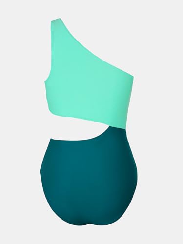 Image of CUPSHE Women One Piece Swimsuit One Shoulder Bathing Suit Cutout Monokini | Removable Soft Cups, Color Block, Classic Bum Coverage, Swim Suit For Beach Vacation Cruise Pool Party