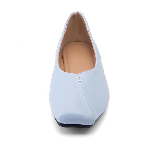 Women Flat Ballet Shoes Low Heel Shoes Square Toe Slip On Simple Dancing Shoes, Size 2-15.53