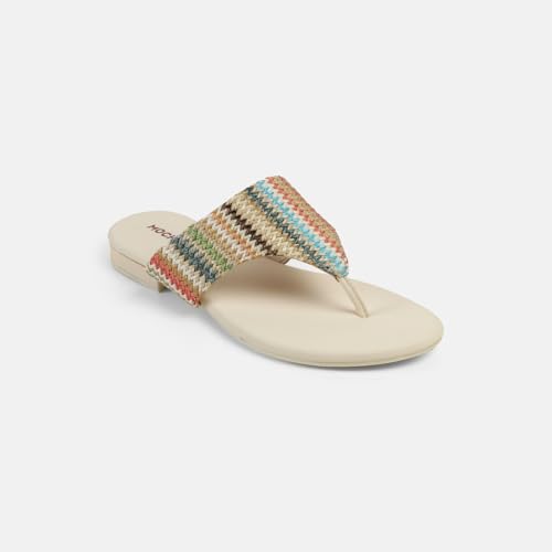 Image of Mochi Women's Colorful Zigzag Woven Strap Sandals