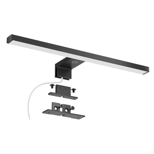 DEELUX Spiegelleuchte Bad Mit Touch-Schalter,Dimmbares LED Spiegellicht(80~800 lm) 10W 40cm,4000K Neutralweiß Badezimmer Lampe,Badleuchte,Wandleuchte 400mm Spiegellampen für das bad,Schwarz