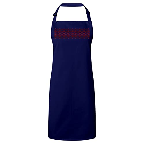 Tablier cuisine style aztèque rouge et navy, la protection élégante anti-taches
