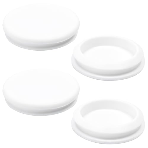 Image of 4 Pcs 48 mm Silicone Rubber Plugs Snap in Locking Hole Plugs for 48 mm (1-7 /8 inch) Round Holes, Flush Type Rubber Stoppers, Flexible Tube Pipe End Caps Covers, Waterproof Sealing Plugs, White