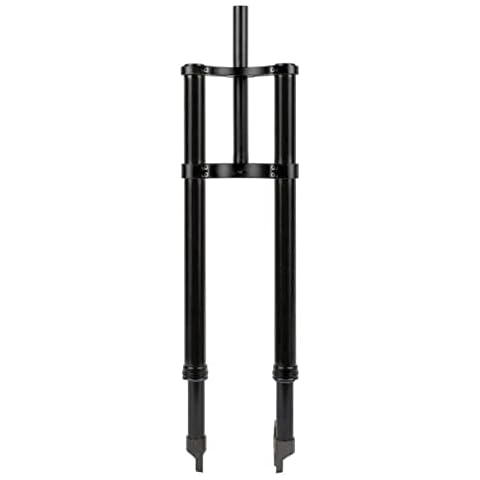 YOJOLO Snow Bike Fork 26 Inch 4.0 Tire E-bike Fat Front Fork Double Shoulder Spring Suspension Inverted Fork Downhill Travel 110mm 1-1/8 Straight Tube Disc Brake QR 9mm (Color : Center 105mm black) Cover