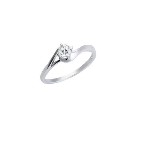 Aotiwe Bridal Ring Set, Fashion Ring with Elegant Hollow Wave Design Solitaire Round Diamond 0.3Ct 9K White Gold Size 4.5