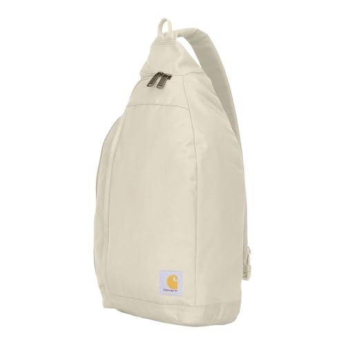 Image of Carhartt Durable Sling Bag, Crossbody Backpack with Side Release Buckle, Tablet Sleeve and Adjustable Strap, Chalk, 10L