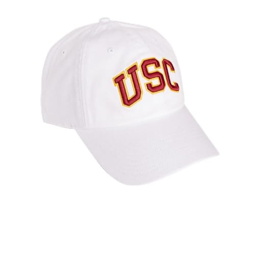 Desert Cactus USC Baseball Hat University of Southern California Trojans Brimmed Embroidered Hats Cap Adjustable Cloth Strap Adult (Style H1) White