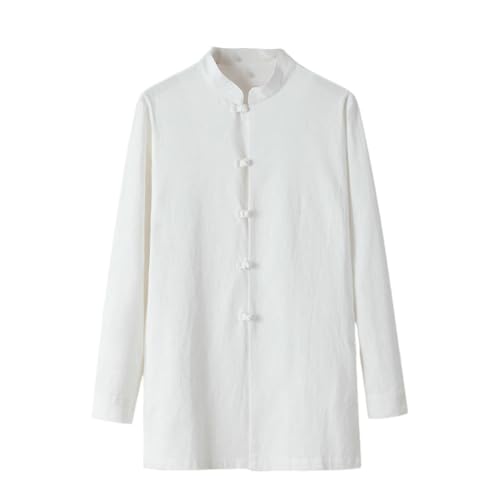 Chemise chinois homme coton lin automne mi-longue rétro