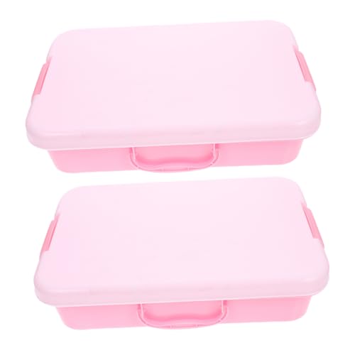 Toddmomy Portable Plastic Sandbox Lid and Handle 2pcs Safe Indoor/Outdoor Toy Box for Boys and Girls