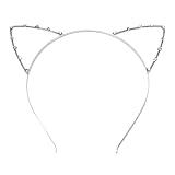 OFFIGAM Diadema Orejas de Gato de Metal con Pedrería y Perlas para Mujeres y Niñas, 2 Piezas, Accesorios Elegantes para Eventos y Disfraces