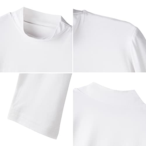 Longbida Women's Long Sleeve Mock Neck Crop Top Pure Soft Thin Sexy Stretch T Shirt(White,Xxl) #TOP1