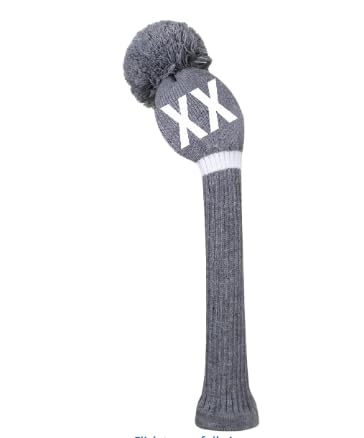 Scott Edward 1 Piece Driver Wood（460cc) Knit Golf Head Cover, Customized Numbers/Letters, Such as 1, 3, 5, S, L,Single Side,Grey White Number