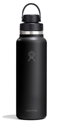 Image of Hydro Flask Water Bottle - Insulated Stainless Steel - Wide Mouth Flex Chug Lid, Non Spill, Leakproof in 40 Oz Tonal Black