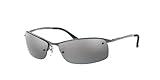 Ray-Ban Mens RB3183 Rectangular Sunglasses, Gunmetal/Polarized Grey Mirrored Gradient Silver, 63 mm
