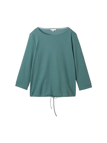 TOM TAILOR Damen Basic Langarmshirt mit dekorativen Knöpfen, 10697 - Sea Pine Green, XS – Ansicht 6