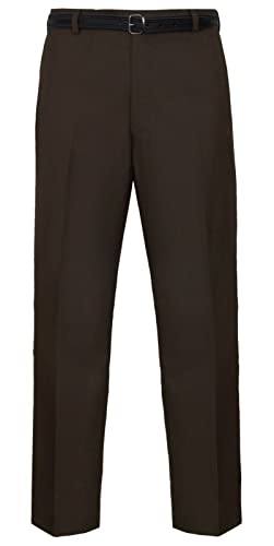 FASHION 7STAR Pantalones para hombre de oficina de trabajo de negocios pantalones para adultos con bolsillo formal con cinturón pantalones pantalones, marrón, 50W x 29L Cover