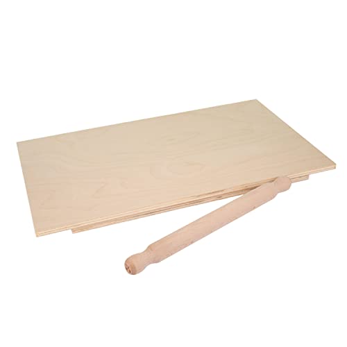 Lupia - Set Spianatoia con Mattarello, Legno di Betulla Naturale, Dimensioni 30x48,5 cm, Mattarello 30,5 cm Ø 2,5 cm, Ideale per impastare e stendere pasta, Prodotto in Italia