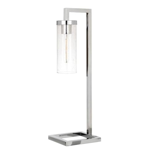Henn&Hart TL0444 26 Inch Tall Table Lamp With Glass Shade In Polished Nickel/Seeded cover