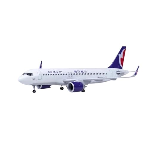 Avión fundido a presión de 47 cm del A320 Neo Macau con luz LED y tren de aterrizaje