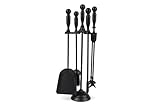 HERSIG - Set de Chimenea - Utensilios Chimenea de Leña con Soporte - Juego de 4 Accesorios de Forja -Pala, Escoba, Pinzas y Atizador - Accesorios Estufa y Chimeneas Leña