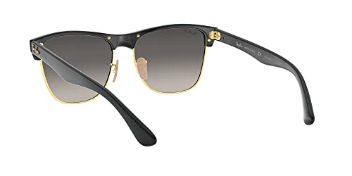 Image of Ray-Ban RB4175 Clubmaster Oversized Square Sunglasses for Men for Women | In Black On Gold. Lightweight durable frame.