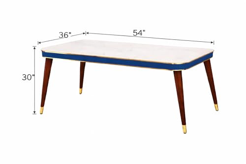 Image of WOODEN SPACE Wooden Dining Table with Nano Composite Marble Top & Solid Wood Base (Vento Yellow, 4 Seater, Modern Vento)