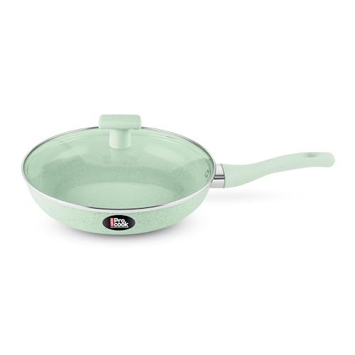 Image of MILTON Pro cook Induction Cookware & Gas Stove Friendly Premium Ceramic Non-Stick Fry Pan 24 cm with Glass Lid | KFCC South Korean Coating | PFOA & PFAS Free | Low-Oil Cooking | 2 Y Warranty | Green