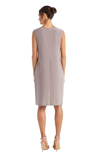 Image of R&M Richards Women's Elegant Metallic Jacquard Knit Jacket Dress | Shimmering 2-Piece Ensemble W /Detachable Necklace