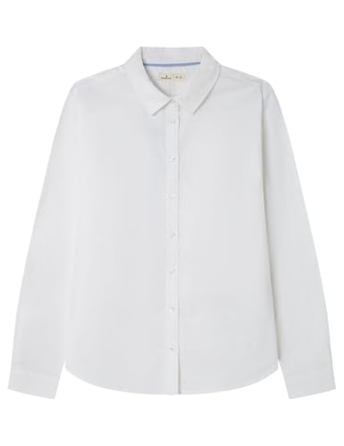 Springfield Oxford Shirt IN Cotton and Spandex. Embroided Logo. Camisa, Blanco, 40 para Mujer