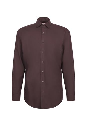 Seidensticker Herren Regular Fit Langarm Business Hemd, Braun, 46