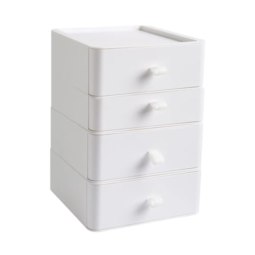 Image of Eono White Storage Box Drawer - Multipurpose Plastic Desktop Stackable Organizer For Student Stationery And Office Supplies (4)